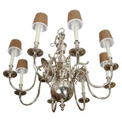 Antique Colonial Style Silver Eight Arm Chandelier