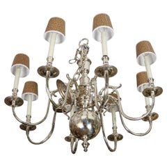Vintage Colonial Style Silver Eight Arm Chandelier