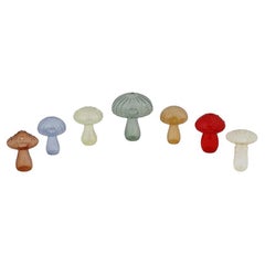 Vintage Color Glass Mushrooms Vases With Pierced Tops