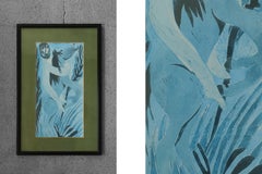 Vintage Color Lithograph in the Trend of Primitivism, Naive Art