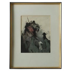 Used Color Lithograph, Signed, Composition, Framed