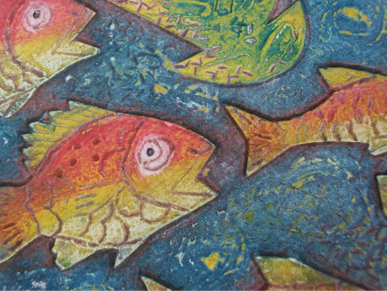 Vintage Farbdruck - 'Peces Tropicales' - unsigniert - Kuba - Ende des 20. (Moderne) im Angebot