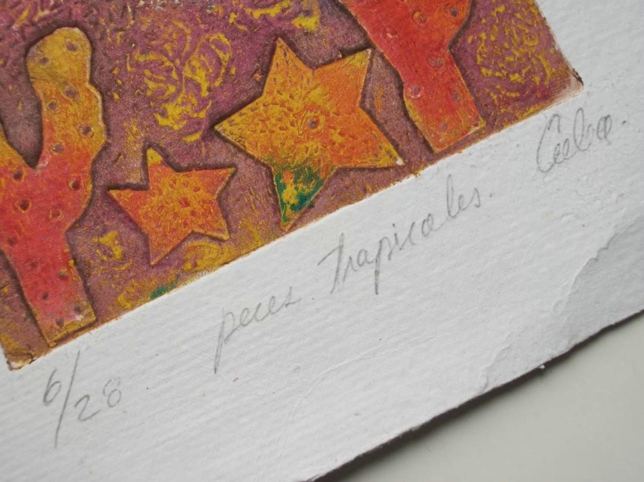 Vintage Farbdruck - 'Peces Tropicales' - unsigniert - Kuba - Ende des 20. (Kubanisch) im Angebot