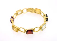 Vintage Color Stone and 18 Karat Gold Bracelet