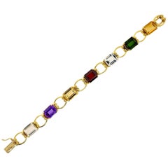 Vintage Color Stone and 18 Karat Gold Bracelet
