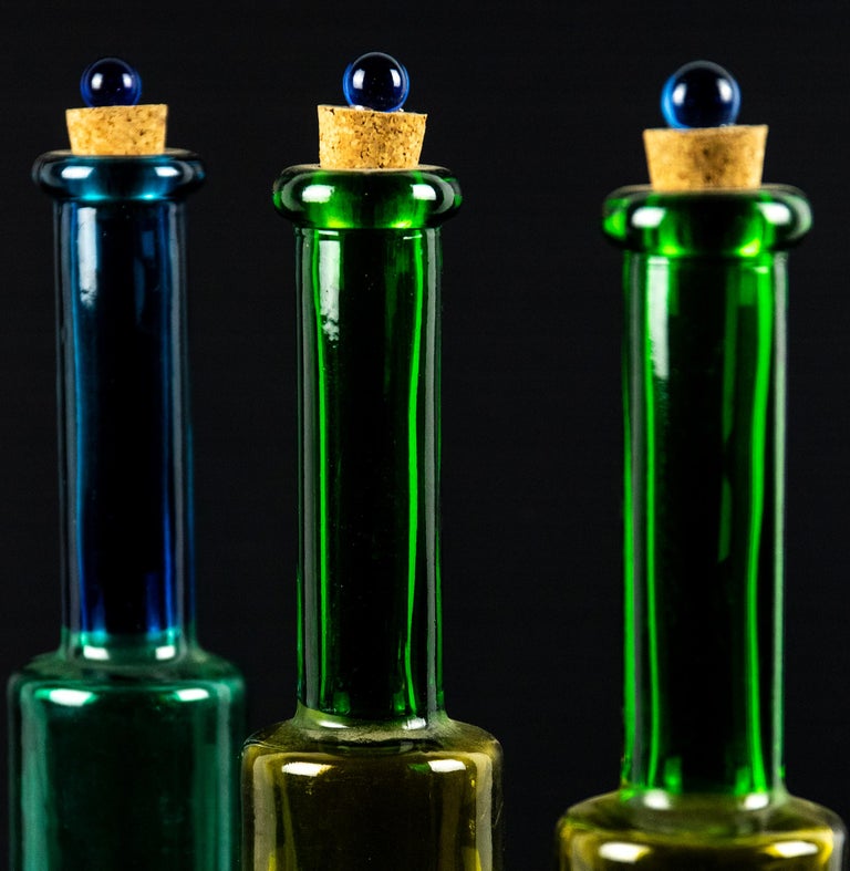 Vintage Colored Glass Bottles, 1970s In Good Condition For Sale In Roma, IT