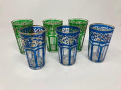 Vintage Colored Glasses with Gold Raised Moorish Design