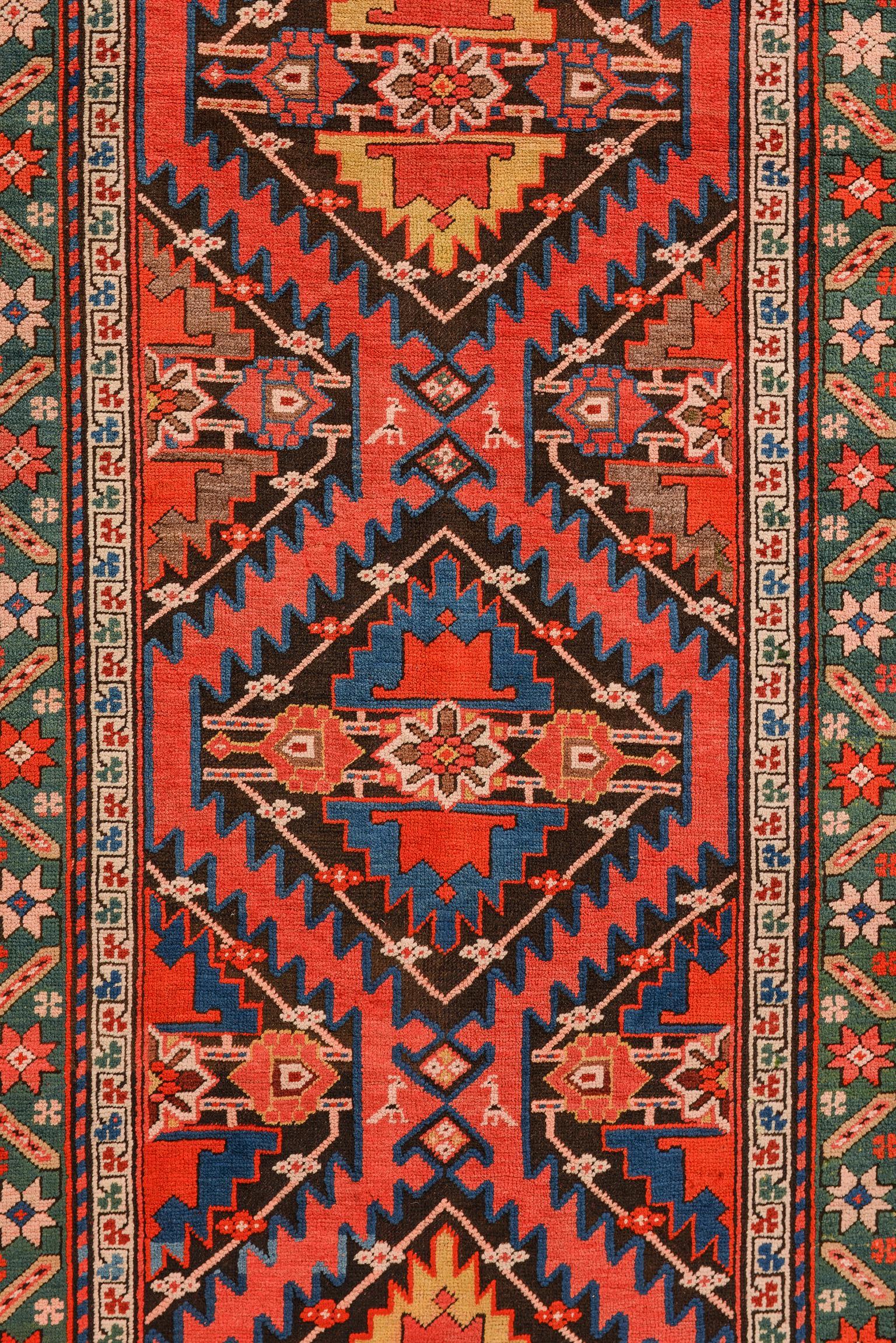  Vintage Caucasian Karabagh Rug In Excellent Condition For Sale In Alessandria, Piemonte