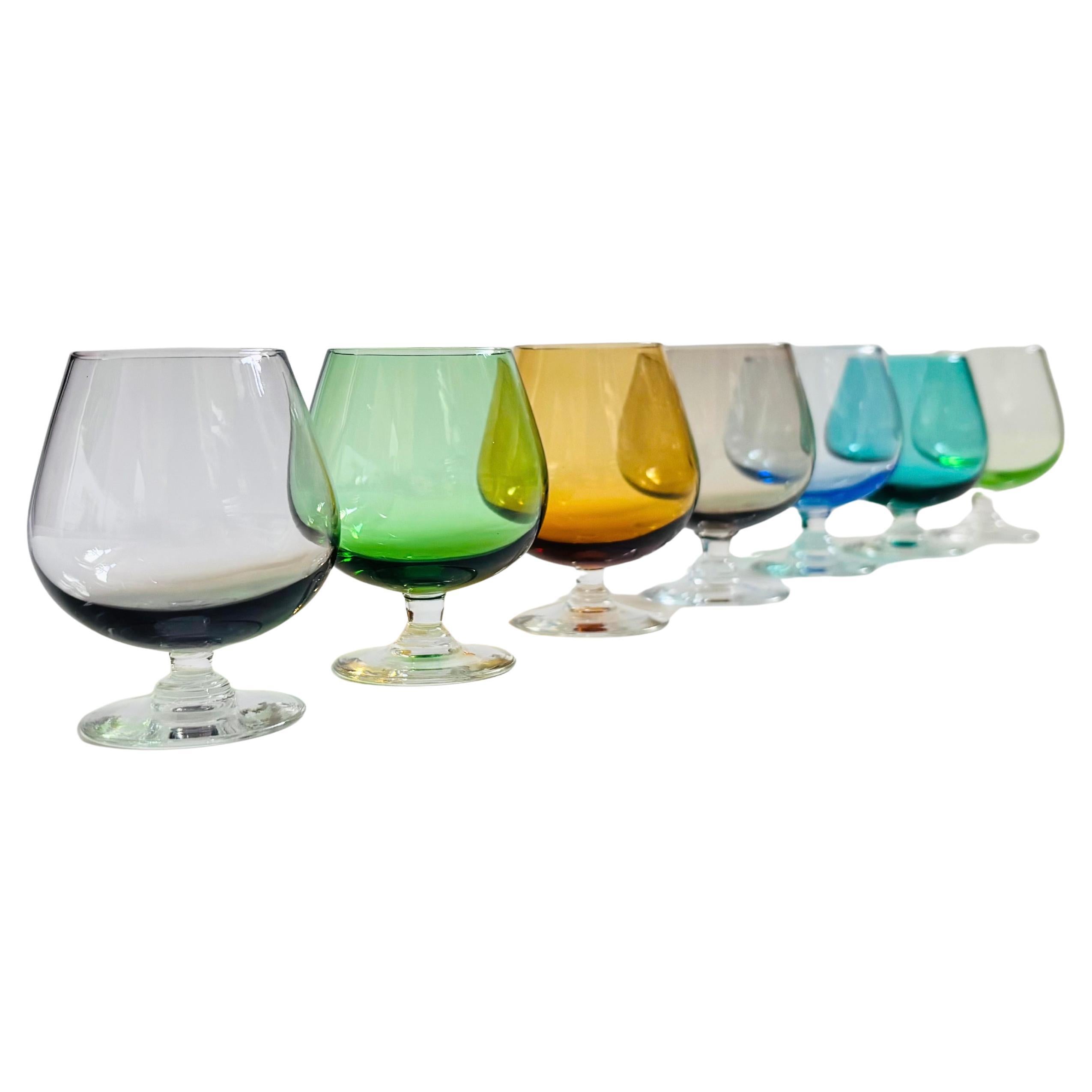 Vintage Colorful Cordial Glasses - Set of 7