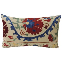 Vintage Colorful Floral Embroidery "Suzani" Decorative Lumbar Pillow