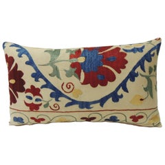 Vintage Colorful Floral Embroidery "Suzani" Decorative Lumbar Pillow