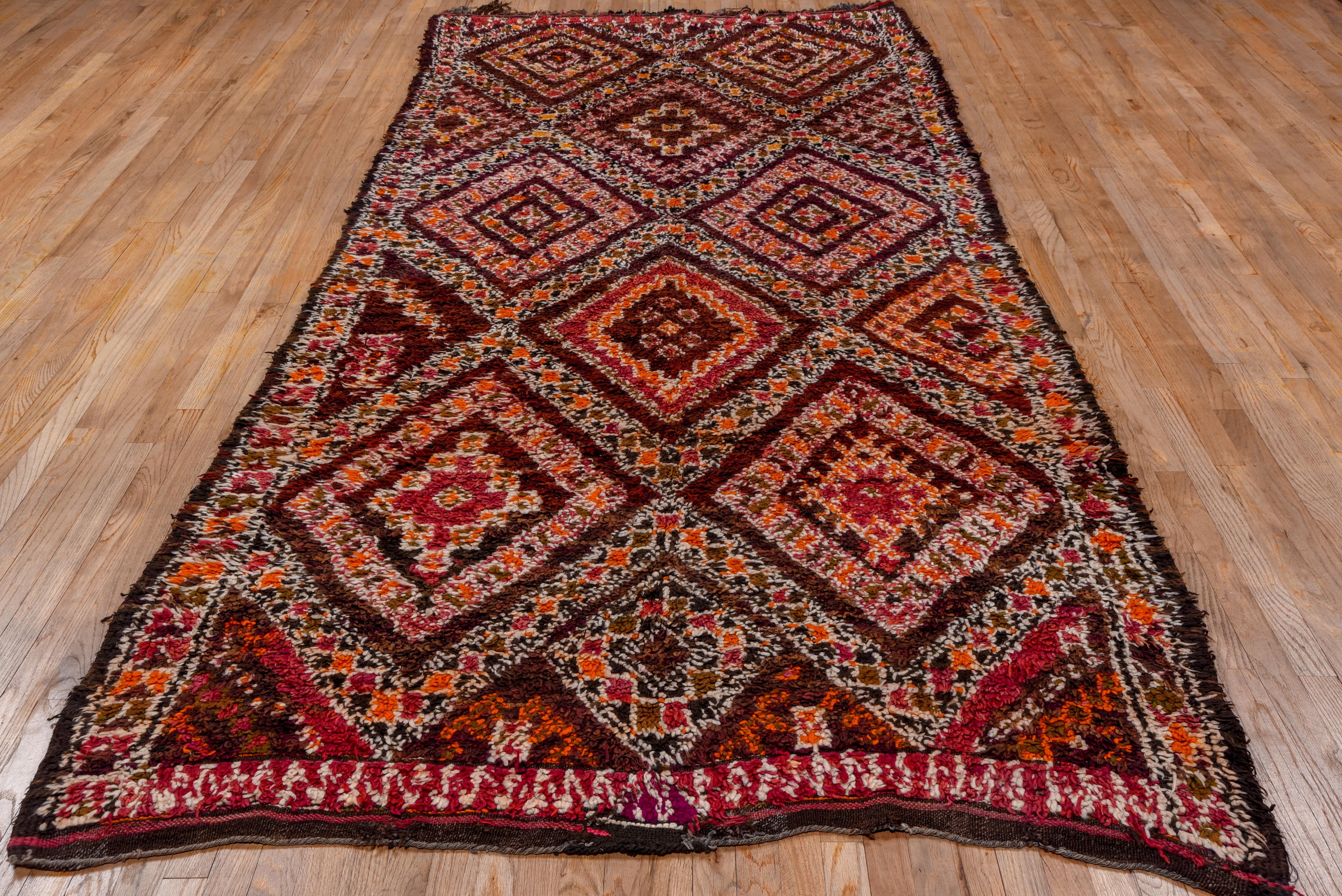 Vintage Colorful Moroccan Berber Gallery Rug In Good Condition For Sale In New York, NY