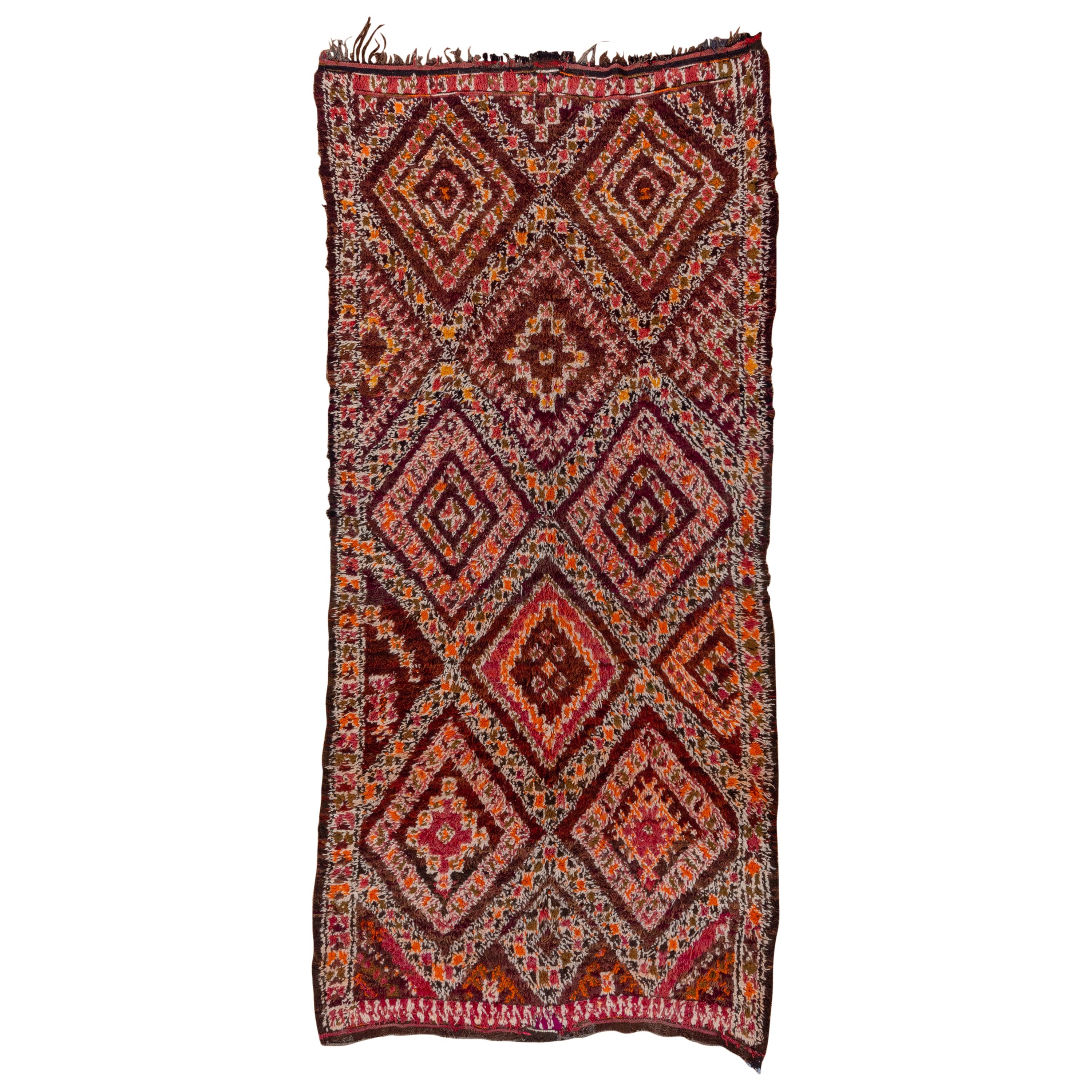 Vintage Colorful Moroccan Berber Gallery Rug For Sale
