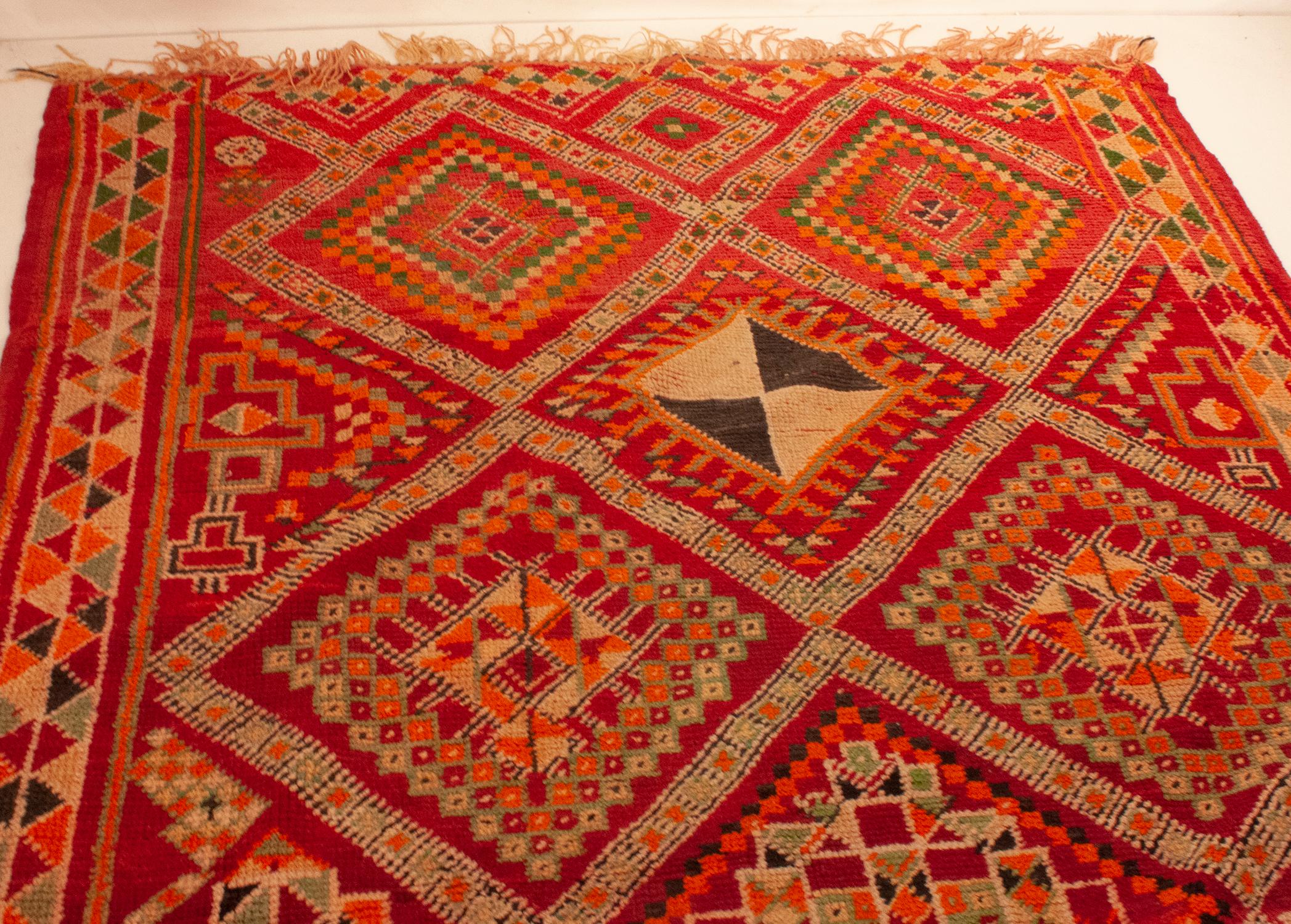 Vintage Colorful Moroccan Carpet For Sale 4