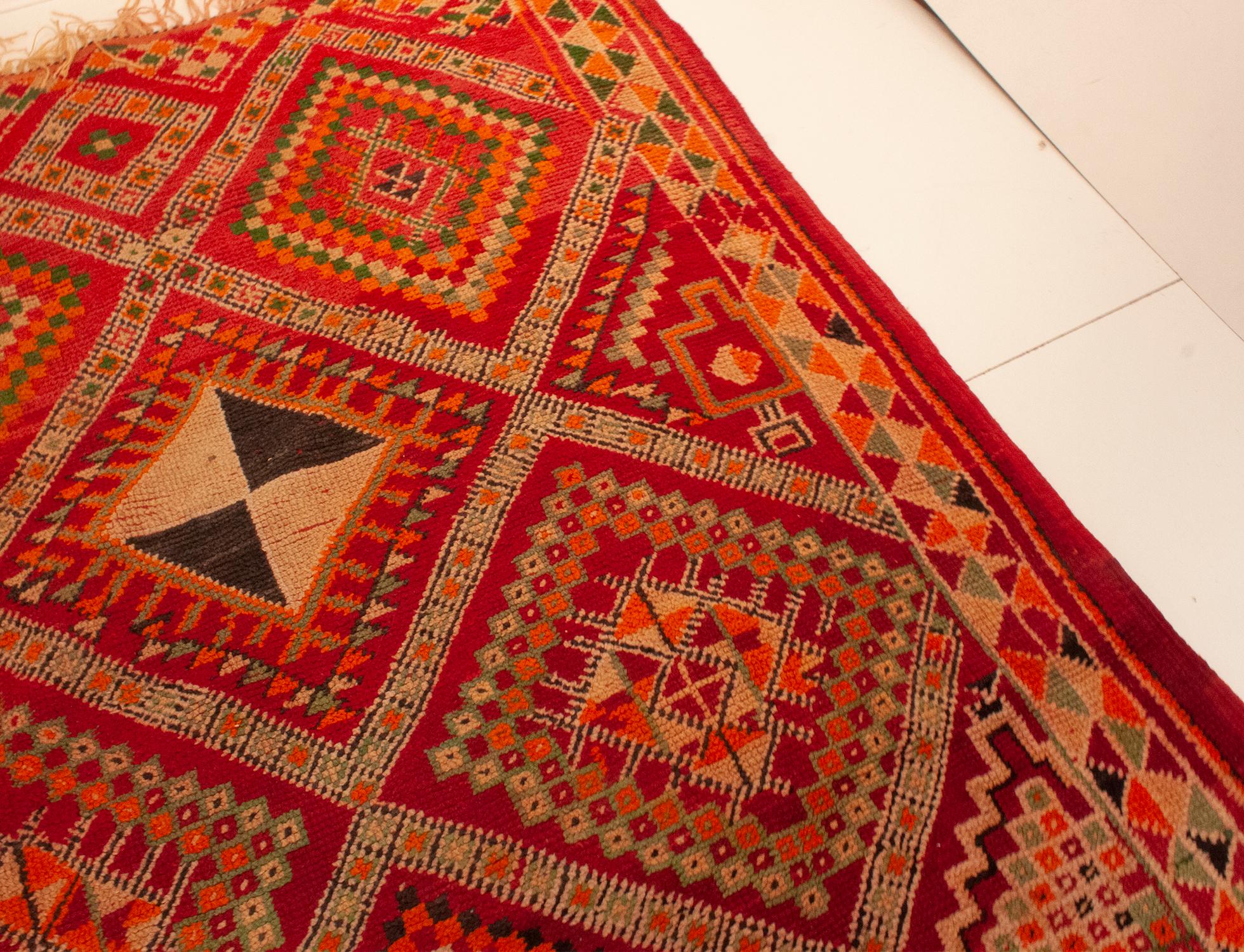 Vintage Colorful Moroccan Carpet For Sale 6