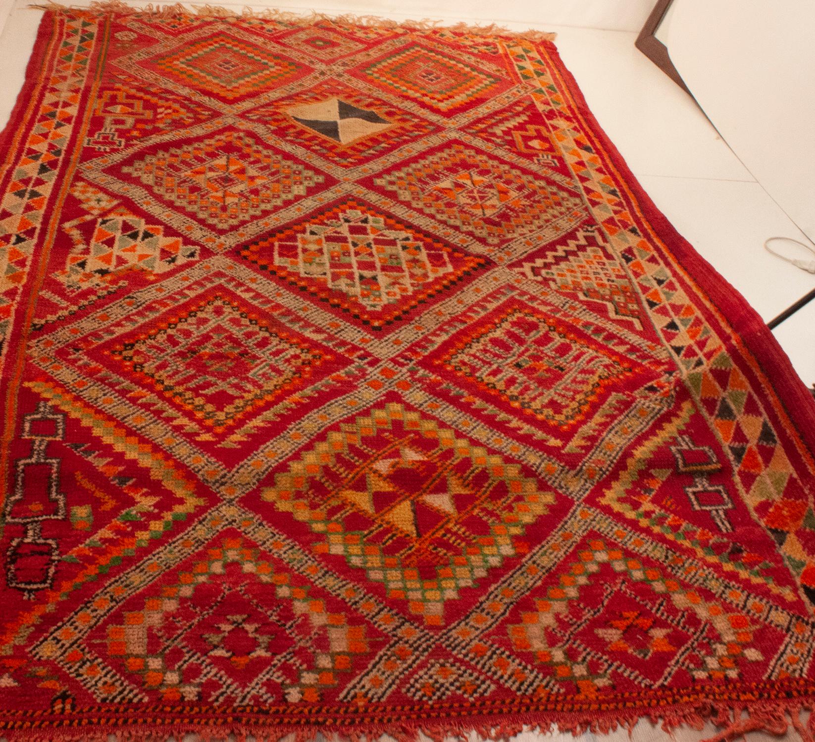 Vintage Colorful Moroccan Carpet For Sale 3