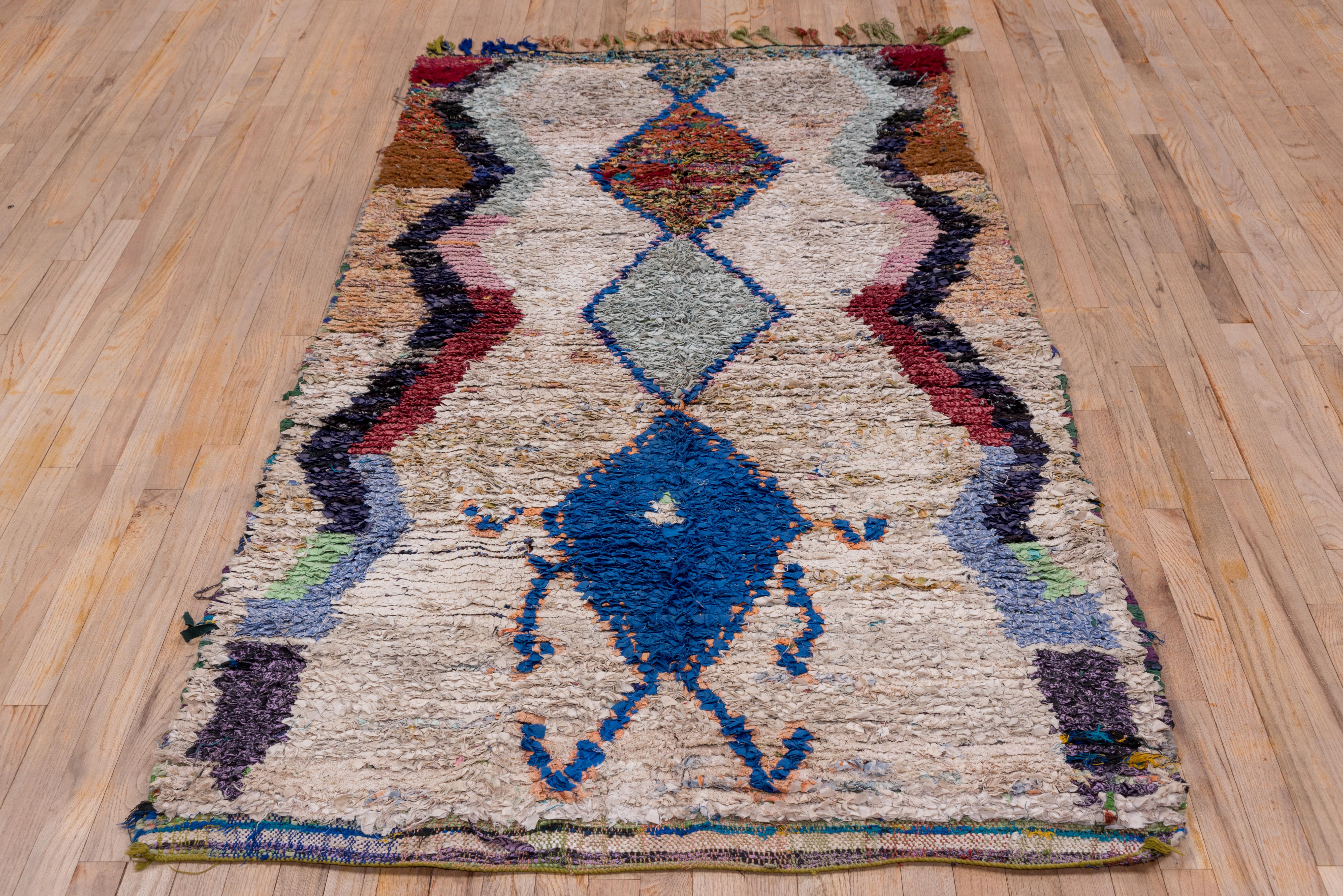 Hand-Knotted Vintage Colorful Moroccan Rag Rug For Sale