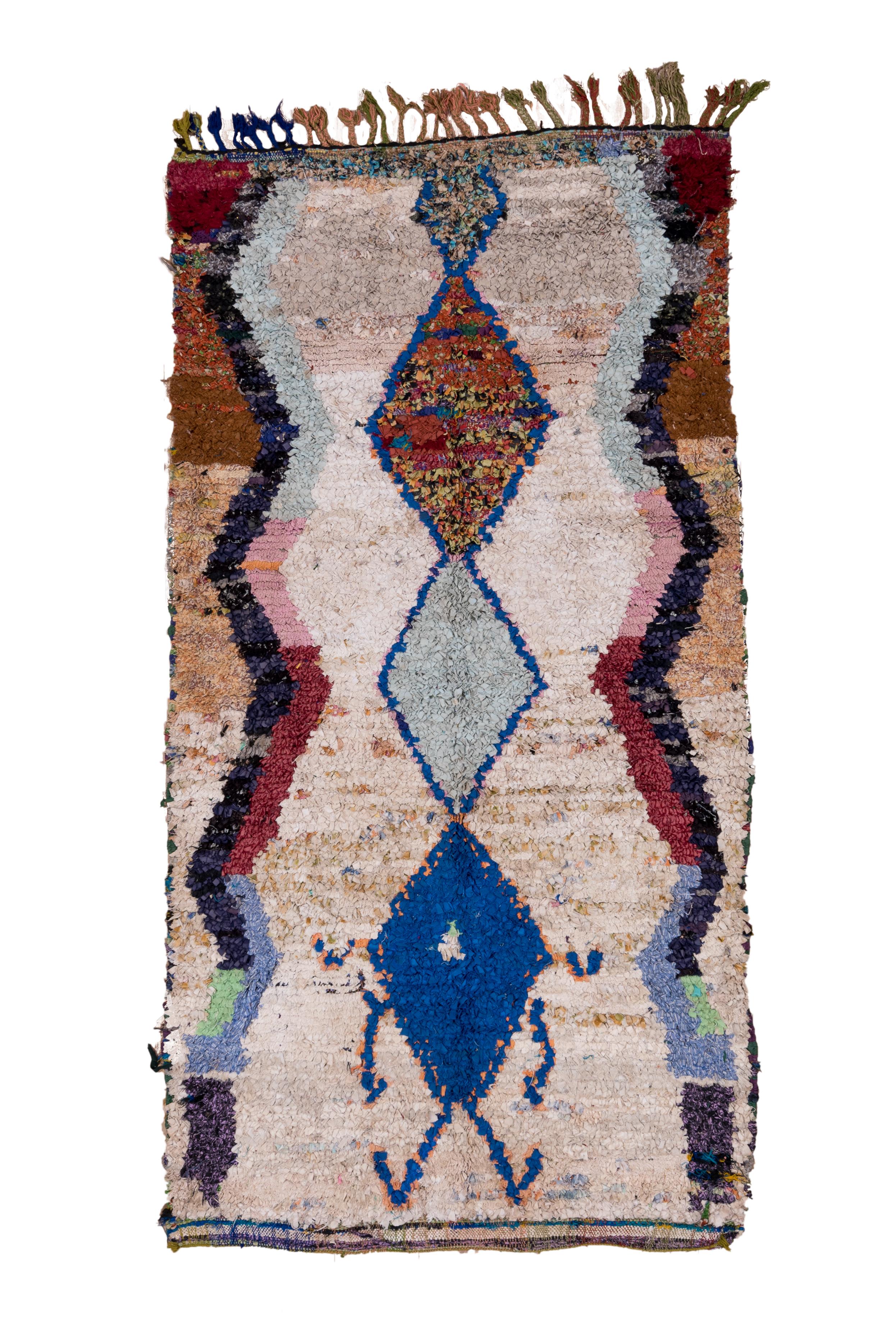 Vintage Colorful Moroccan Rag Rug For Sale