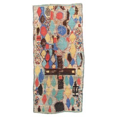 Vintage Colorful Moroccan Rug, handmade unique design,fine weave/wool 4'6"x9'10"