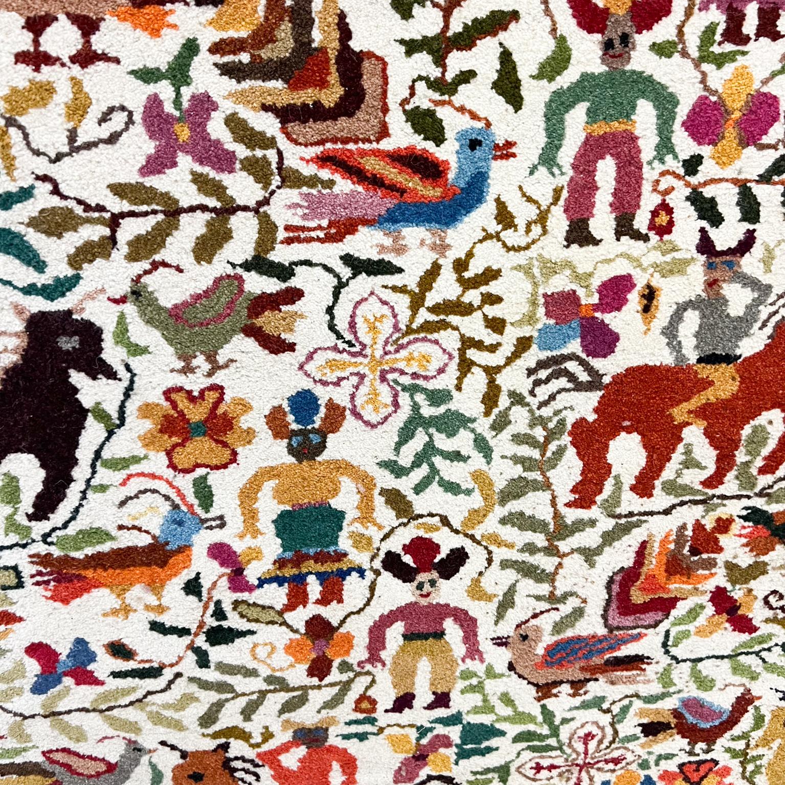 Vintage Colorful Neu Meister Artisan Tapestry Wall Art Folk Art Ecuador For Sale 4