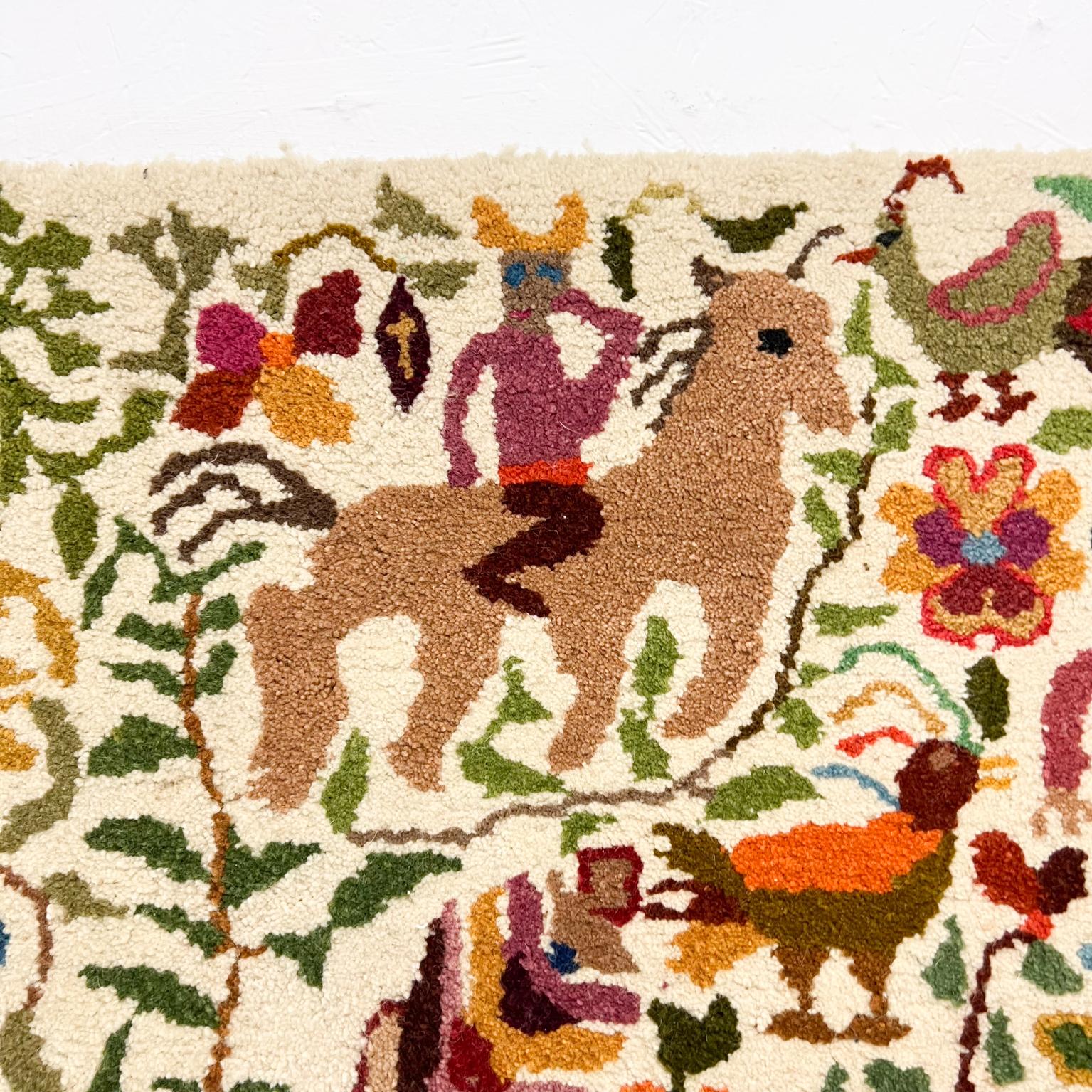Ecuadorean Vintage Colorful Neu Meister Artisan Tapestry Wall Art Folk Art Ecuador For Sale