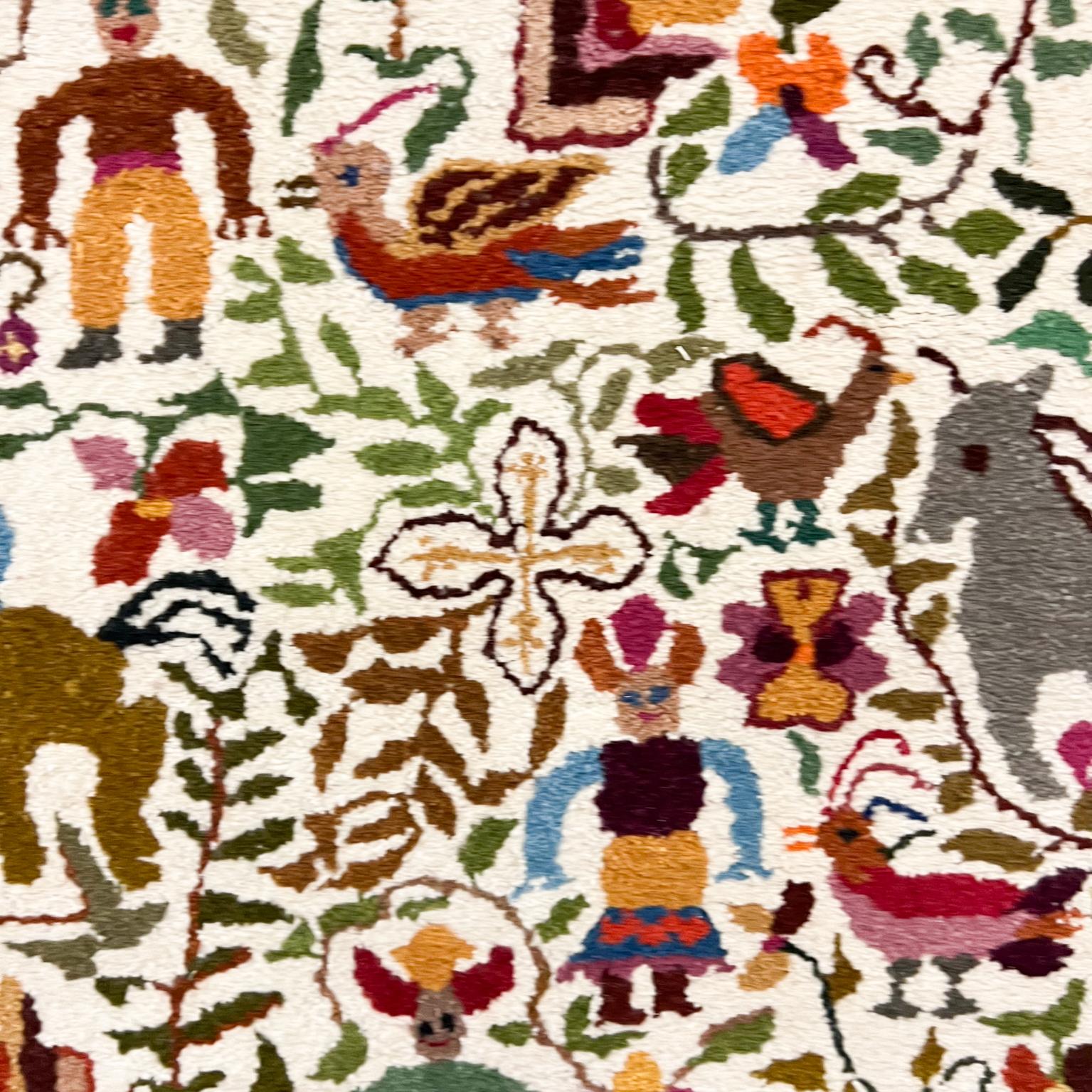 Textile Vintage Colorful Neu Meister Artisan Tapestry Wall Art Folk Art Ecuador For Sale
