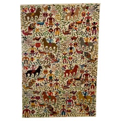 Vintage Colorful Neu Meister Artisan Tapestry Wall Art Folk Art Ecuador
