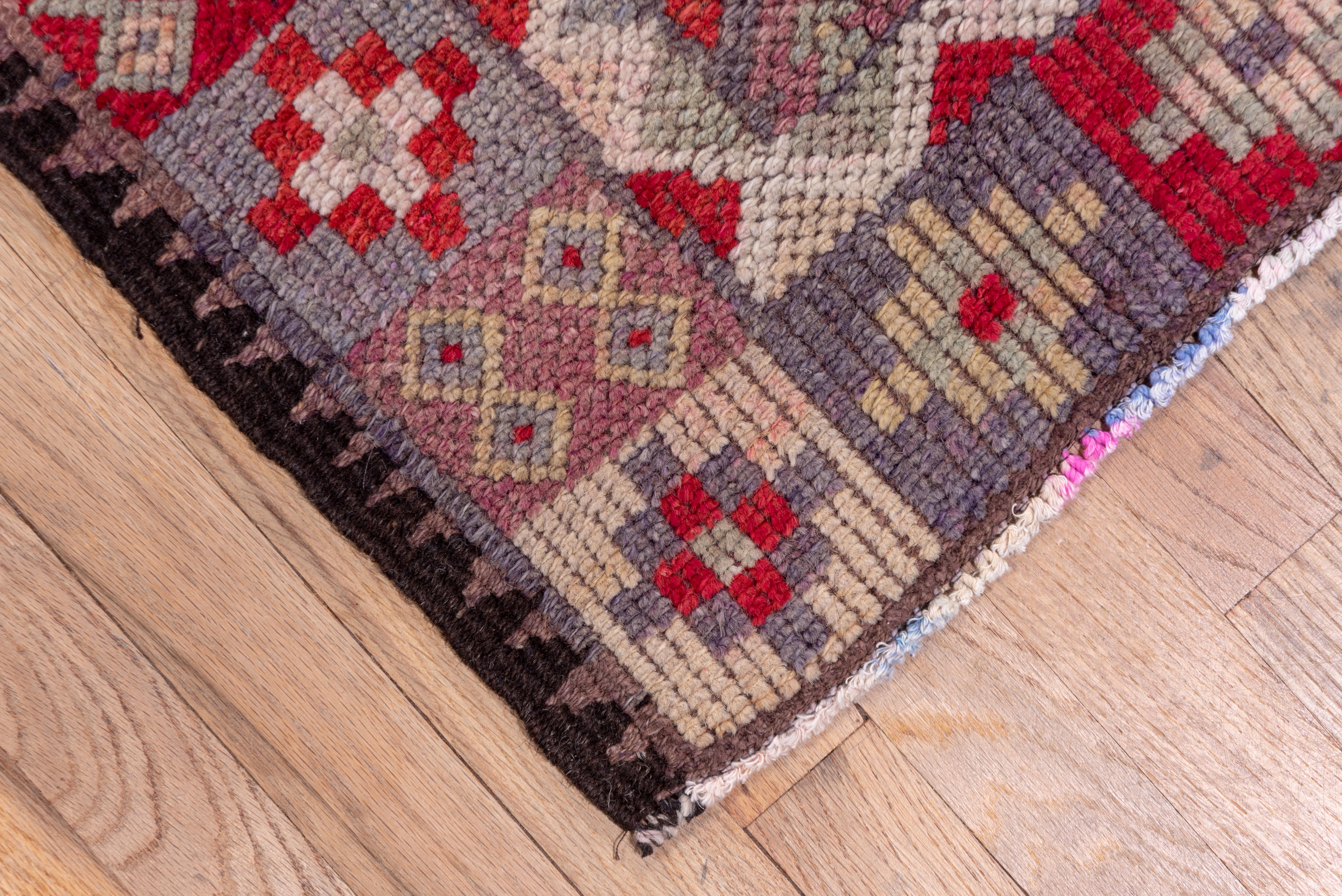 Hand-Knotted Vintage Colorful Oushak Runner For Sale