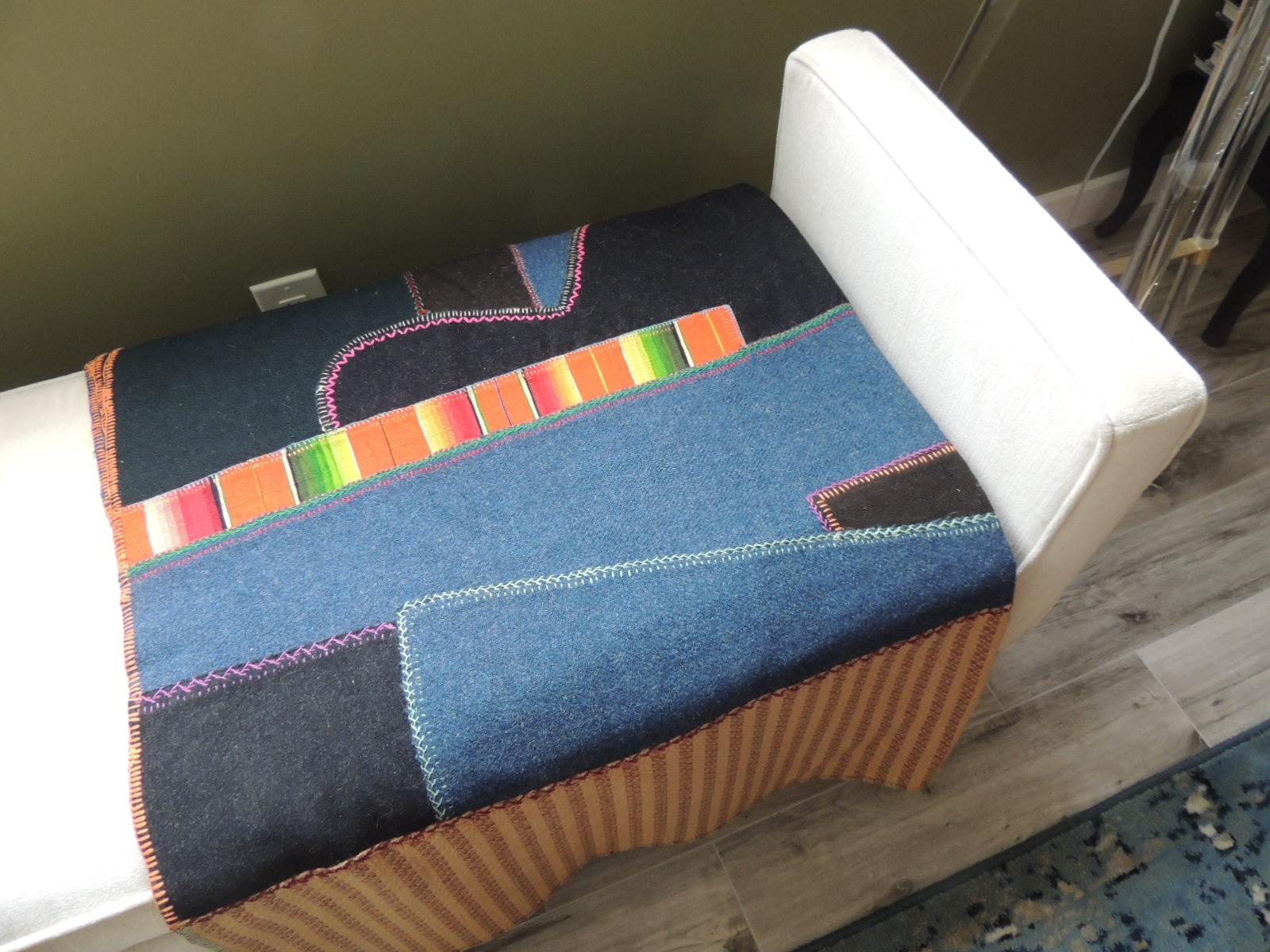 Vintage Colorful Patchwork Throw or Blanket In Good Condition In Oakland Park, FL