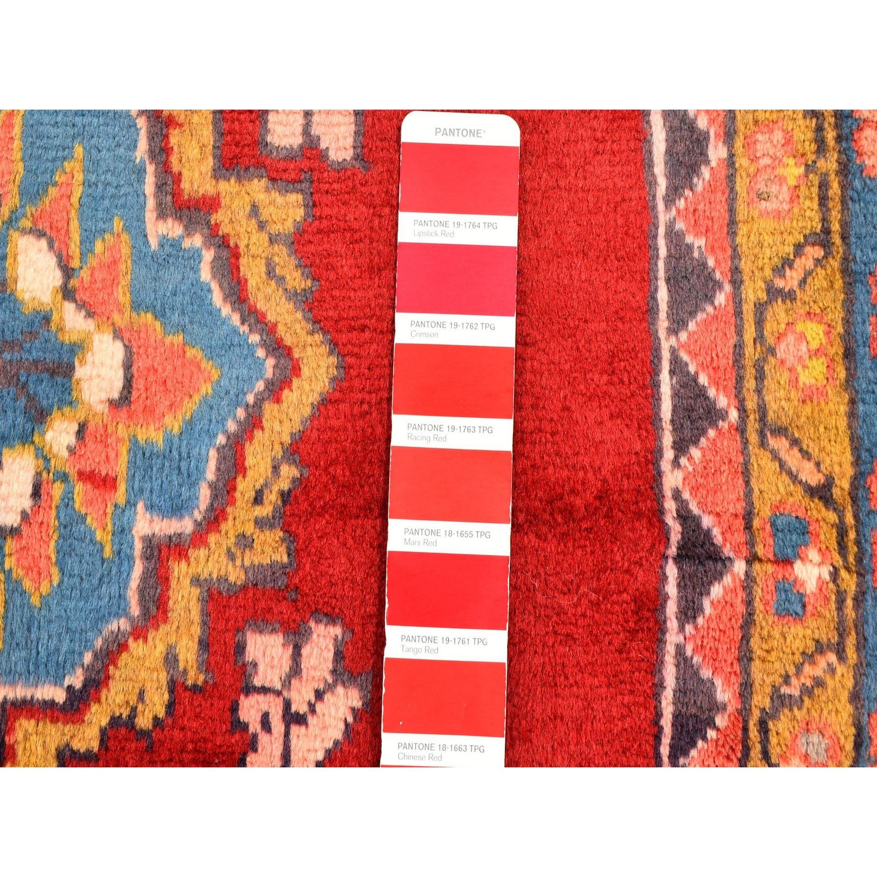 Medieval Vintage Colorful Persian Hamadan Natural Wool Hand Knotted Oriental Rug For Sale