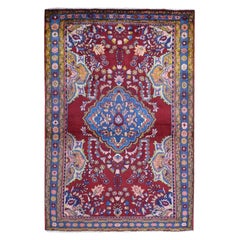 Vintage Colorful Persian Hamadan Natural Wool Hand Knotted Oriental Rug