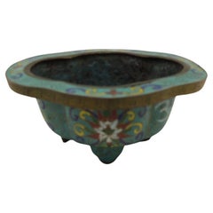 Vintage Colorful Small Oval Cloisonné Decorative Vessel