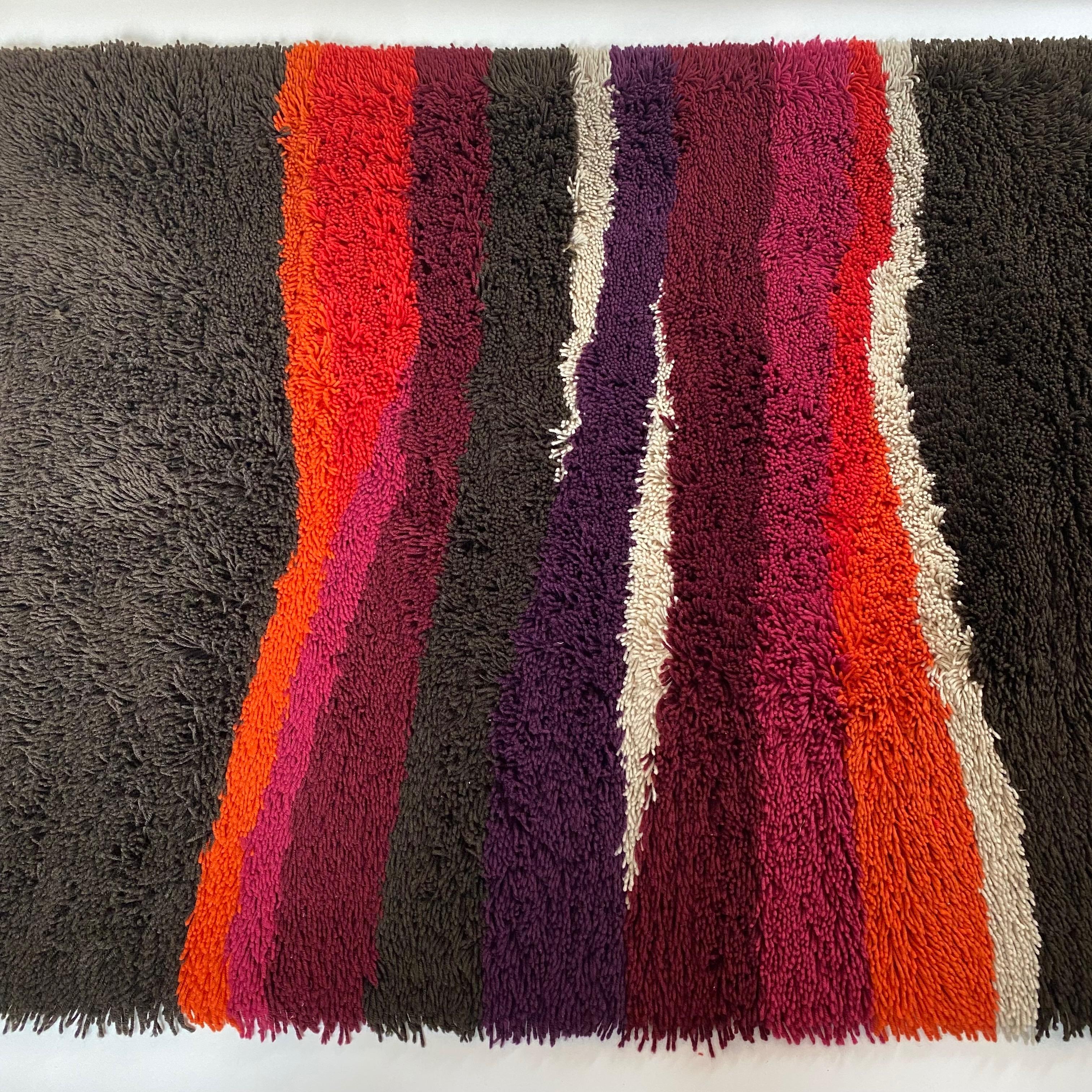Vintage Colorful Stripes Panton Style High Pile Rug by Desso, Netherlands, 1970 For Sale 7
