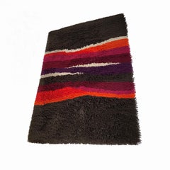 Vintage Colorful Stripes Panton Style High Pile Rug by Desso, Netherlands, 1970