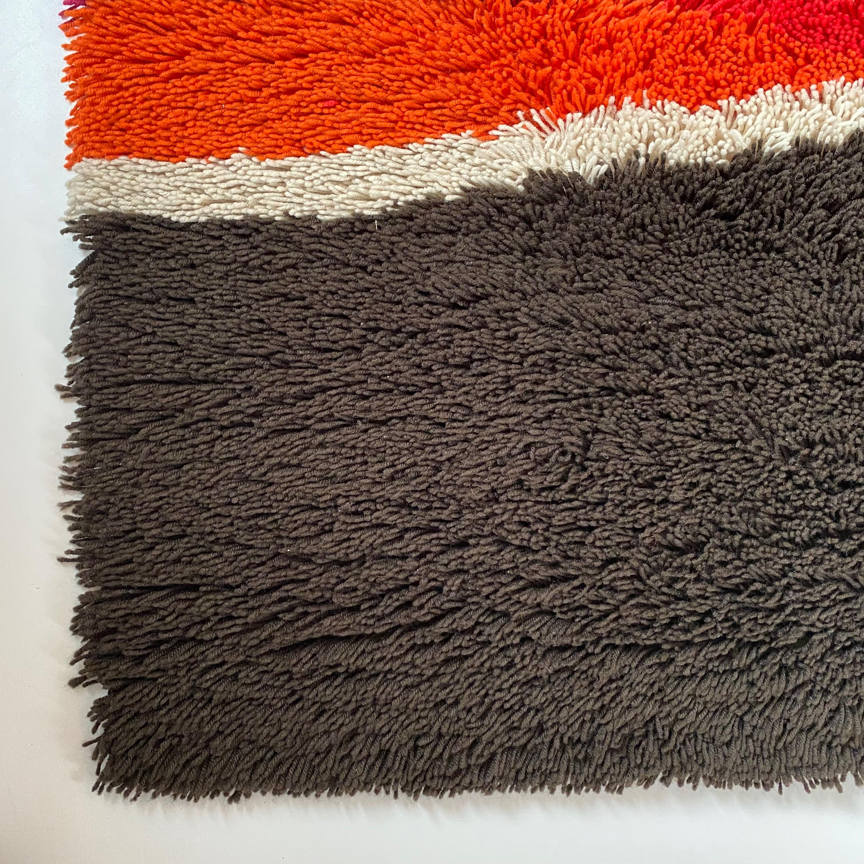Acrylic Vintage Colorful Stripes Panton Style High Pile Rug by Desso, Netherlands, 1970 For Sale
