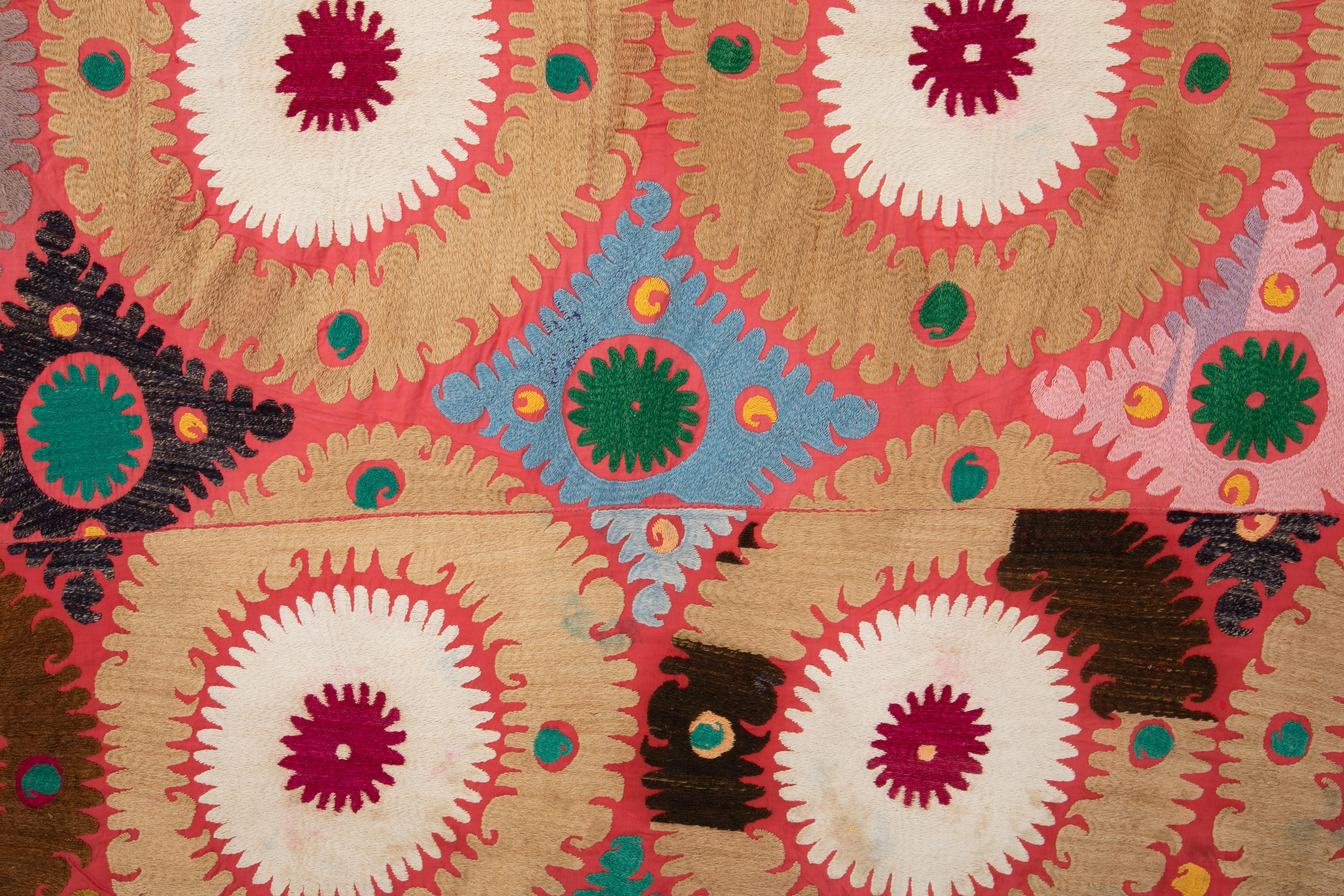 Cotton Vintage Colorful Suzani from Samarkand Uzbekistan, 1960s