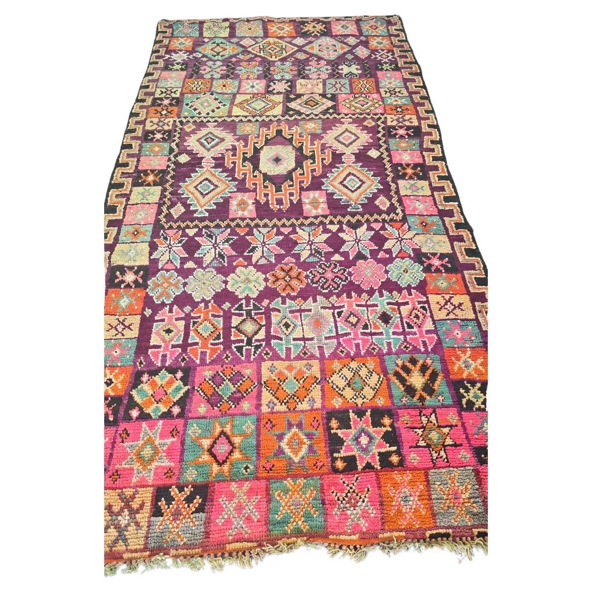 Vintage Colorful Tribal Moroccan Rug (belonged to Miley Cyrus ) For Sale