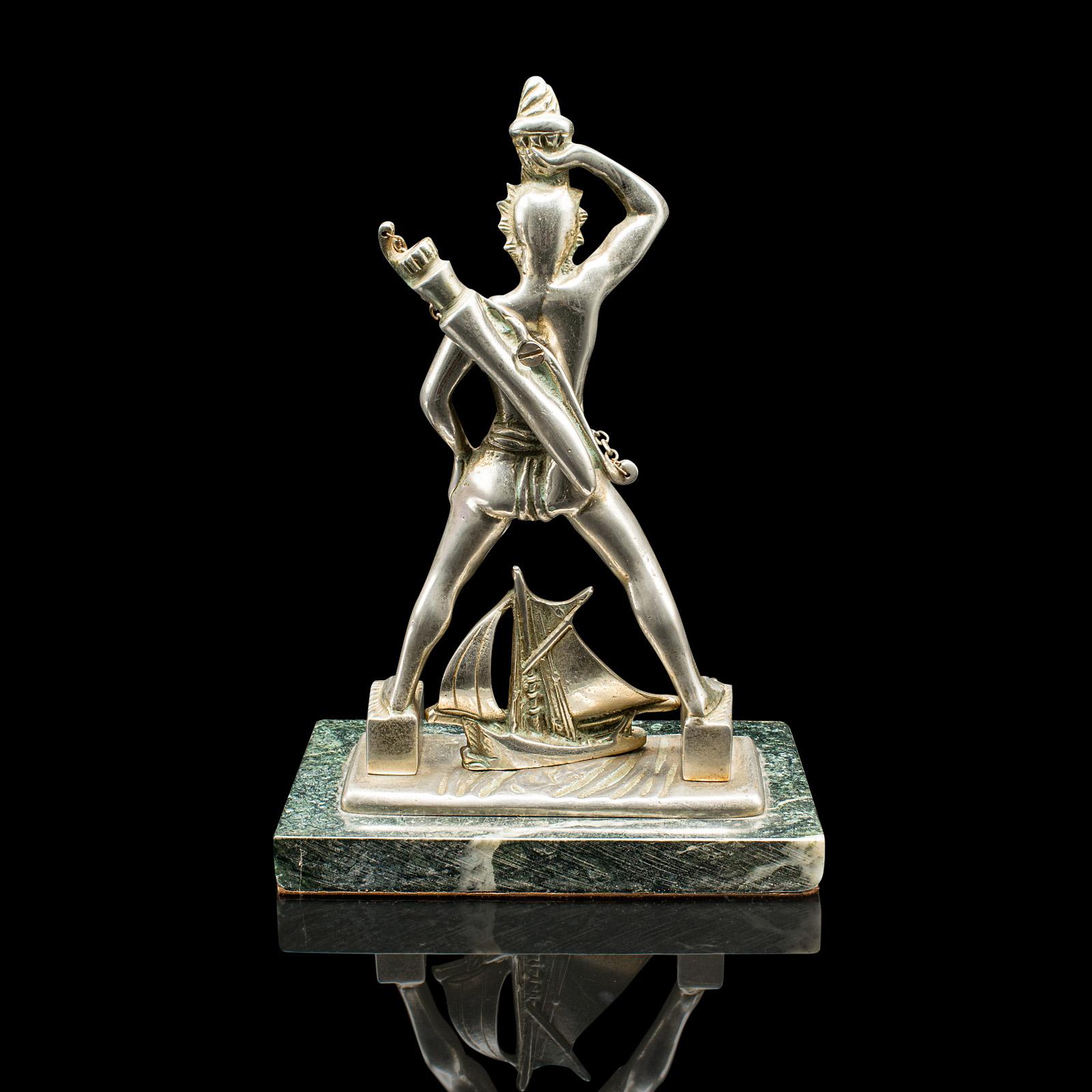 Art Déco Statua d'epoca del Colosso di Rhode, greco, antica figura marittima, Art of Vintage in vendita