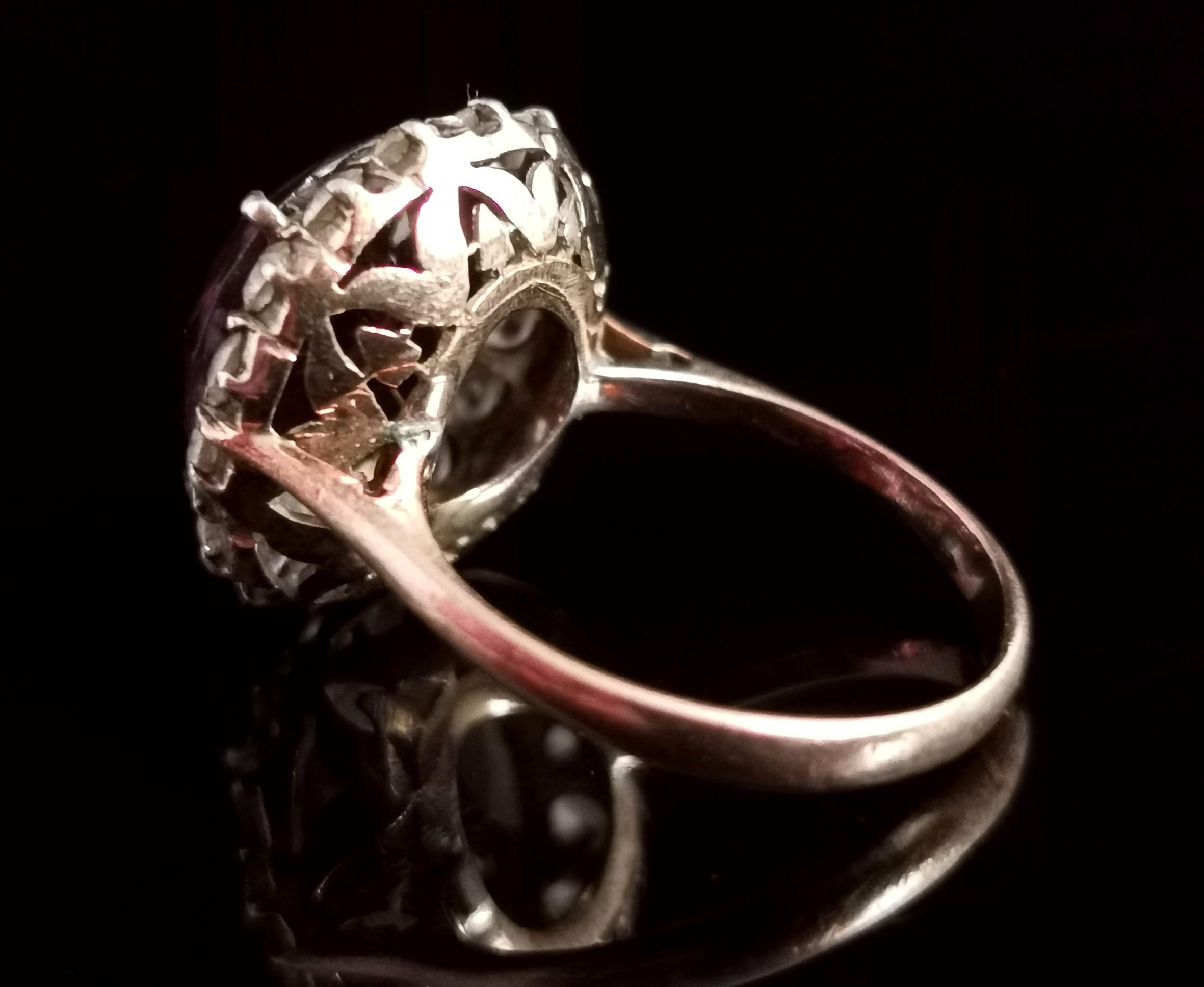 Vintage Colour Change Sapphire and Paste Cluster Ring, 9k Rose Gold 4