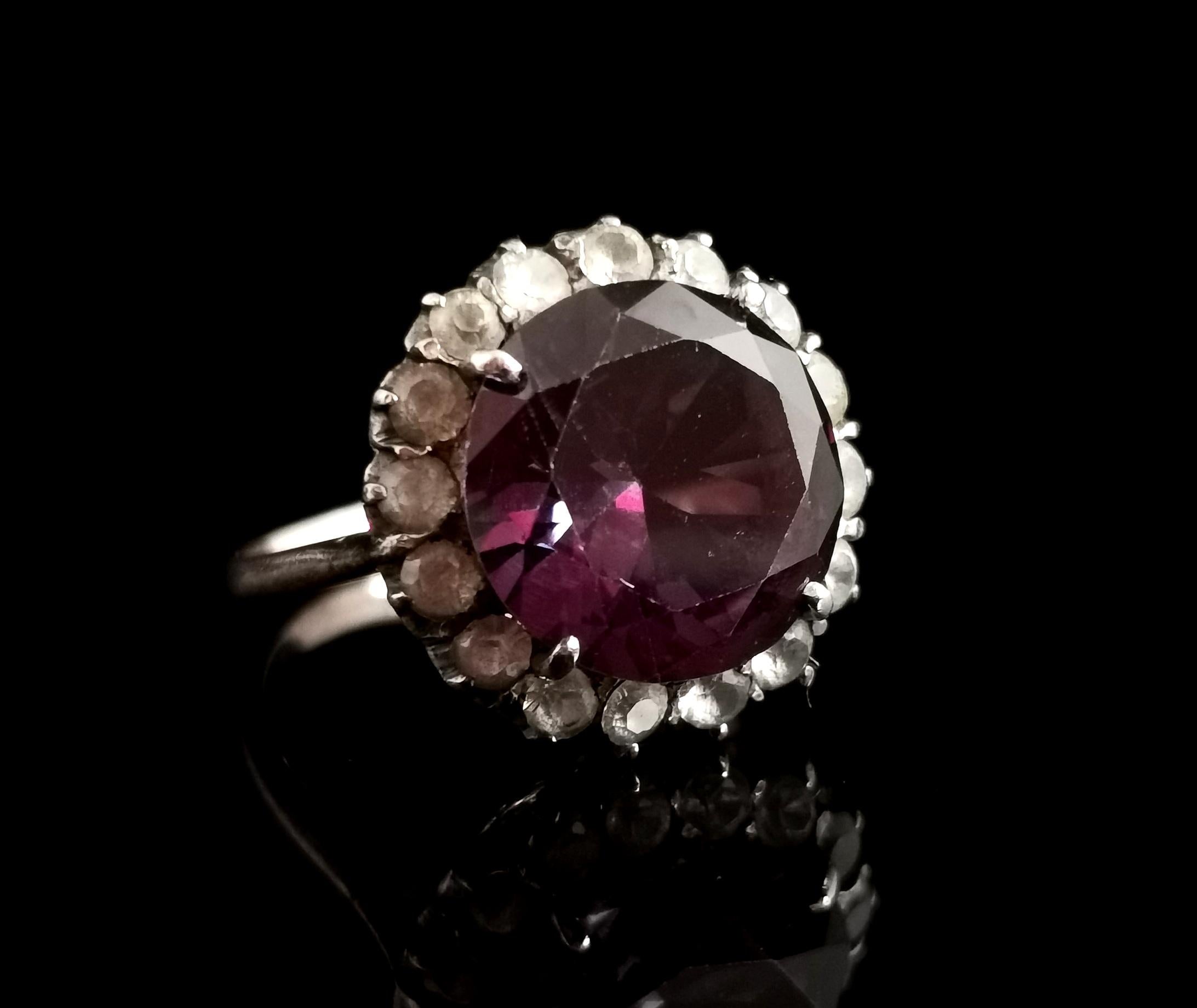 Vintage Colour Change Sapphire and Paste Cluster Ring, 9k Rose Gold 7