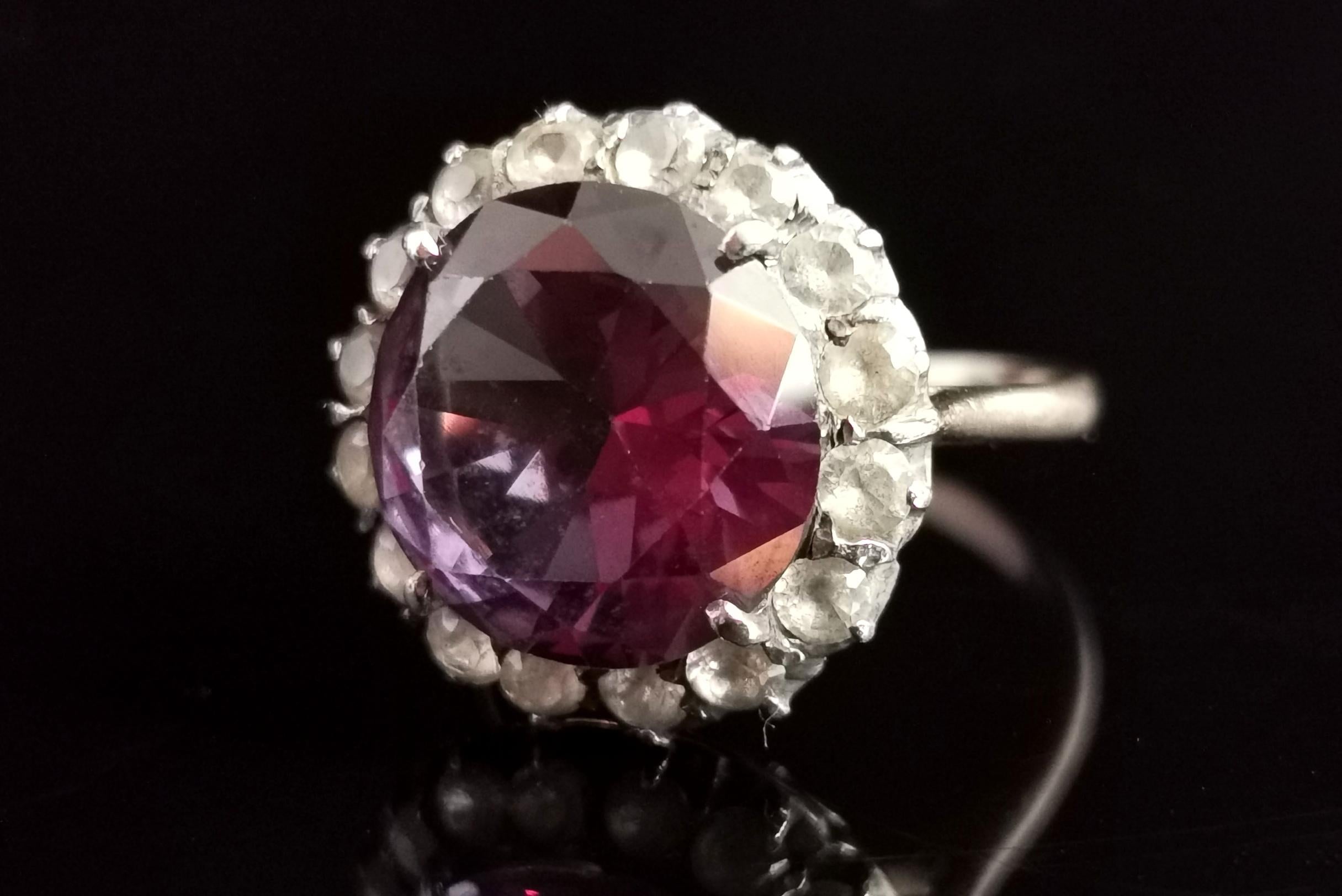 Retro Vintage Colour Change Sapphire and Paste Cluster Ring, 9k Rose Gold