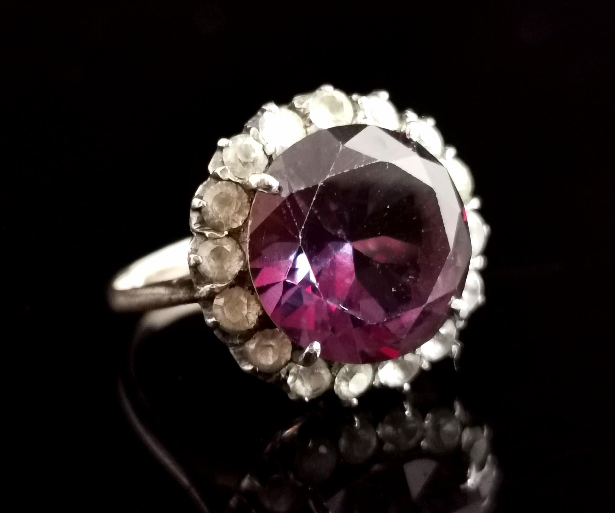 Round Cut Vintage Colour Change Sapphire and Paste Cluster Ring, 9k Rose Gold