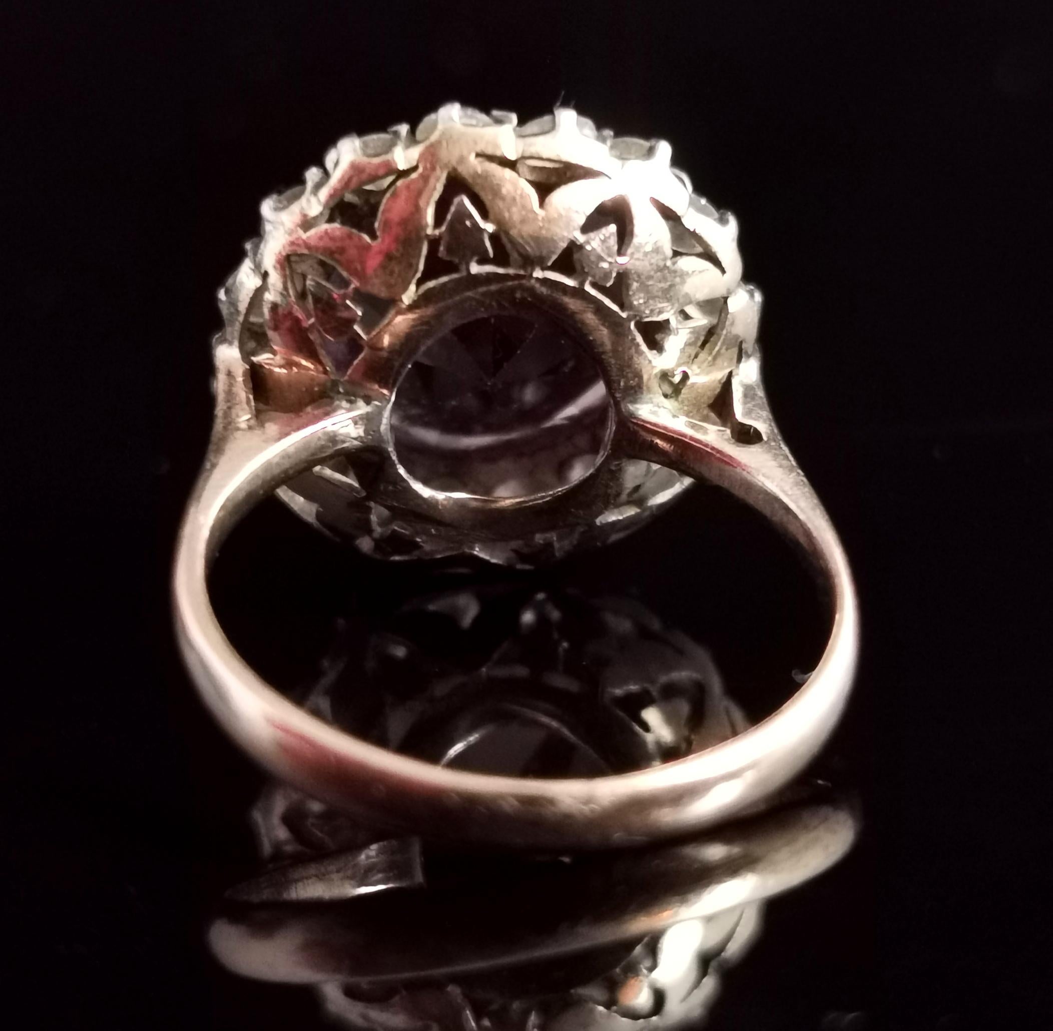 Vintage Colour Change Sapphire and Paste Cluster Ring, 9k Rose Gold 3