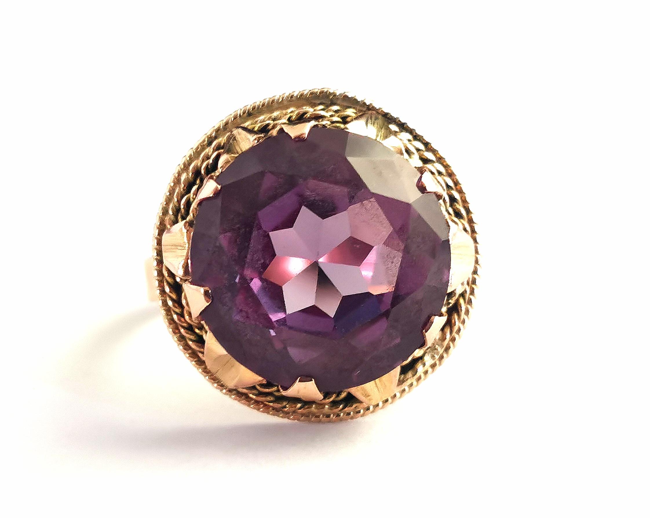 Vintage Color Change Sapphire Cocktail Ring, 12k Gold, Egyptian 2