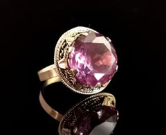 Vintage Color Change Sapphire Cocktail Ring, 12k Gold, Egyptian