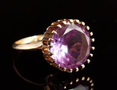 Vintage Colour Change Sapphire Cocktail Ring, 14k Yellow Gold, Retro Era