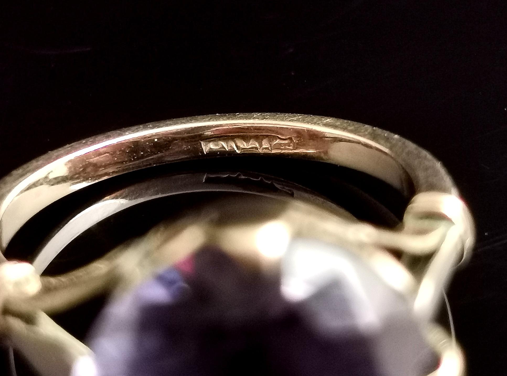 Vintage colour change sapphire cocktail ring, 9k gold, c1940s  6