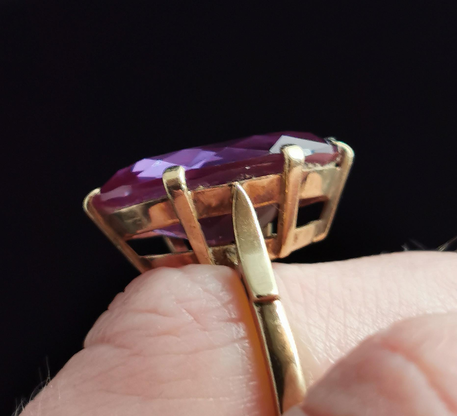 Vintage Colour Change Sapphire Cocktail Ring, 9k Yellow Gold, Alexandrite 1