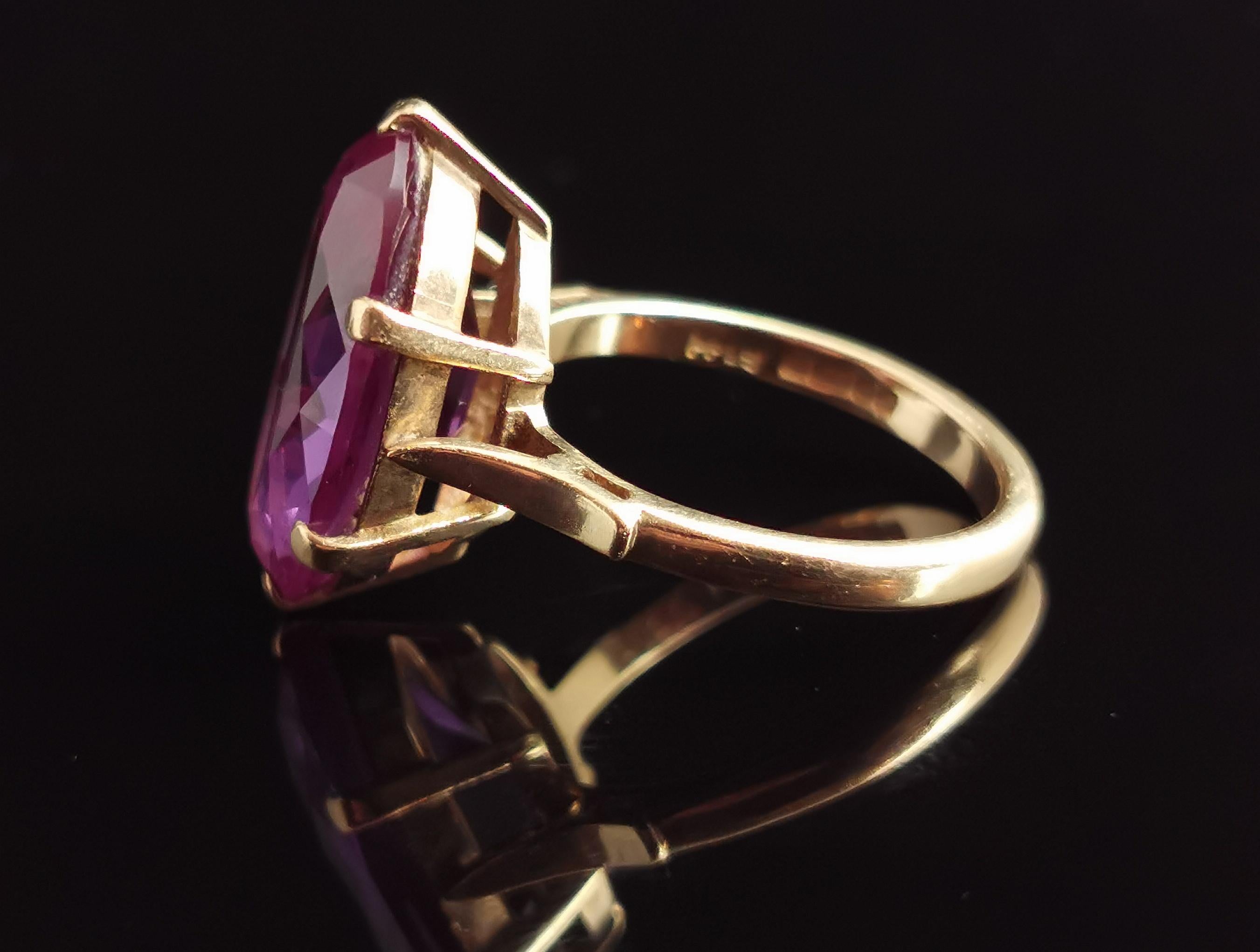 Vintage Colour Change Sapphire Cocktail Ring, 9k Yellow Gold, Alexandrite 2