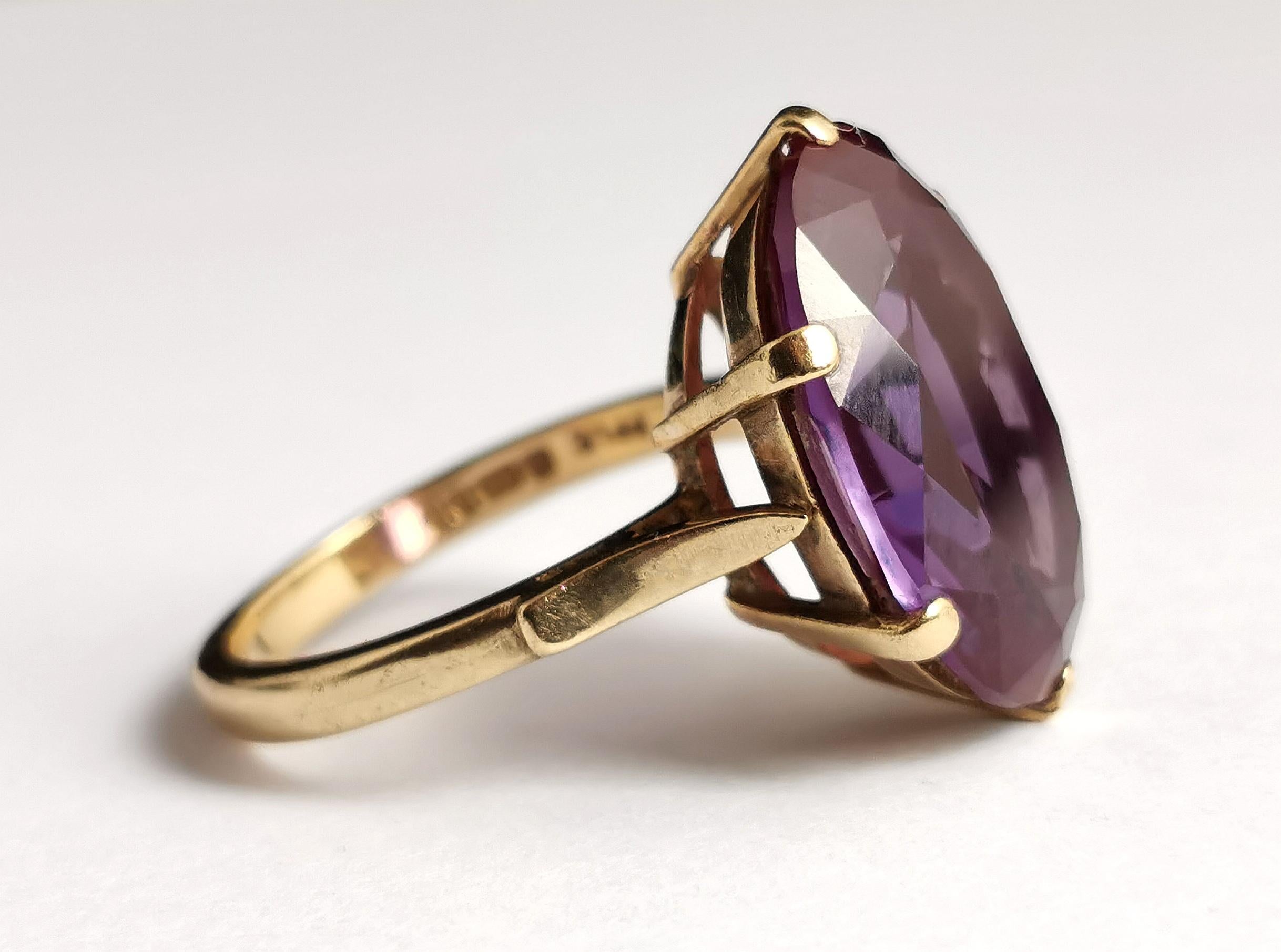 Vintage Colour Change Sapphire Cocktail Ring, 9k Yellow Gold, Alexandrite 3